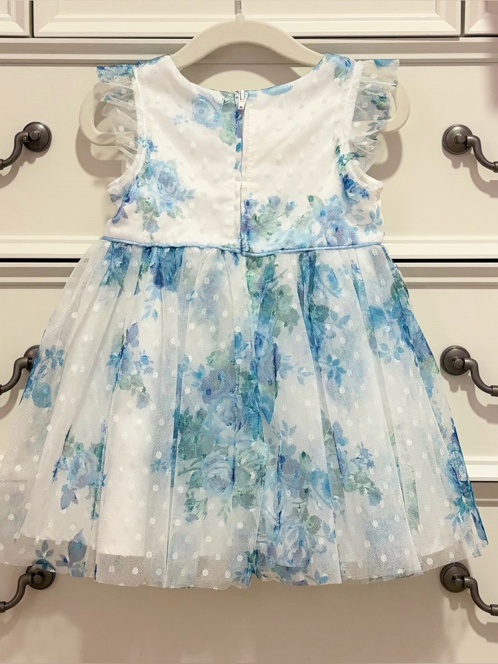 NWOT Rare Editions Blue & Turquoise Floral Tulle Dress Size 12 Months - Picture 2 of 3